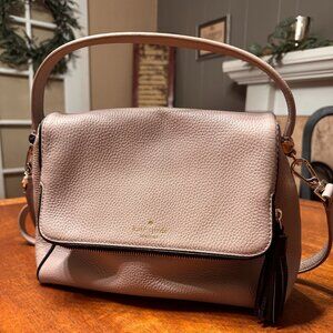 Kate Spade Beige Leather Jackson Flap Shoulder Bag